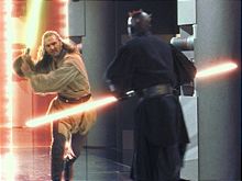 Qui-Gon kontra Darth Maul na Naboo.