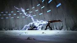 Dooku razi Ventress błyskawicami.