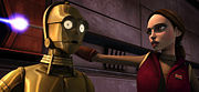 Padmé i C-3PO na pokładzie Malevolence.