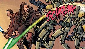 Qui-Gon i Obi-Wan podczas wojny nadprzestrzennej Starka.