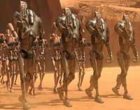 Droidy bojowe typu B2 podczas bitwy o Geonosis.