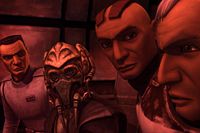 Plo Koon i klony w kapsule ratunkowej.