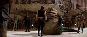 Jabba przy Millenium Falconie w wersji DVD z 2004 r.