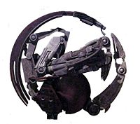 Droideka w trakcie przemieszczania.