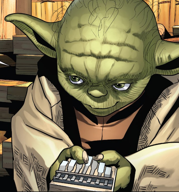 Yoda grający na swoim taratti.